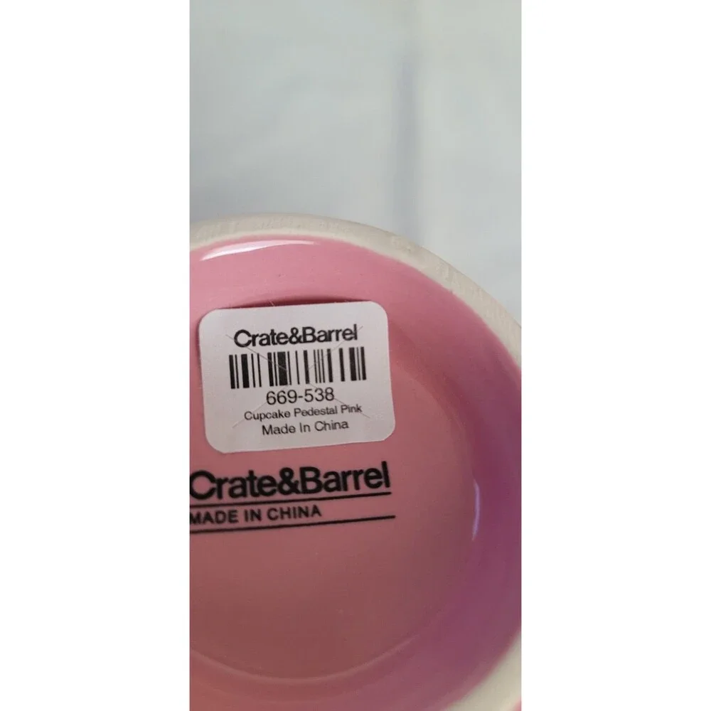 Crate & Barrel Pink Cupcake Pedestal Ramekin Bowls Set of 6 Girlie Summer Spring